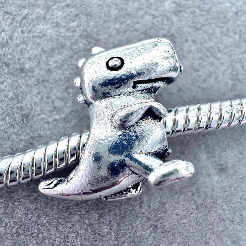 Silver T-Rex Dinosaur Charm Bead fits PANDORA
